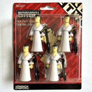 Vintage Samurai Jack Figurine Keychain Backpack Clip 4 pc Cartoon Network 2.5"